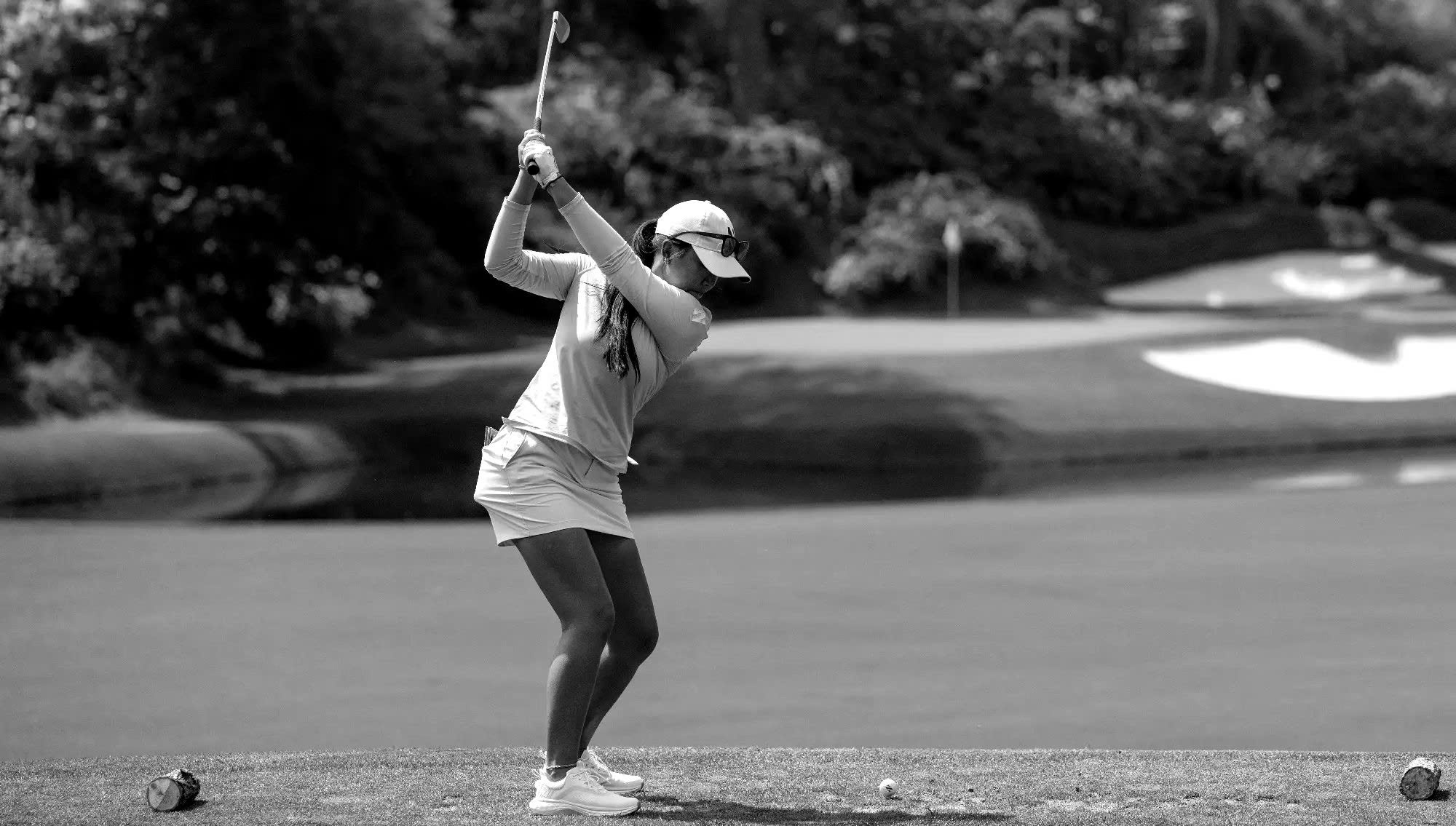 Lauryn Nguyen at press conference with Annika Sorenstam and Caitlin Clark